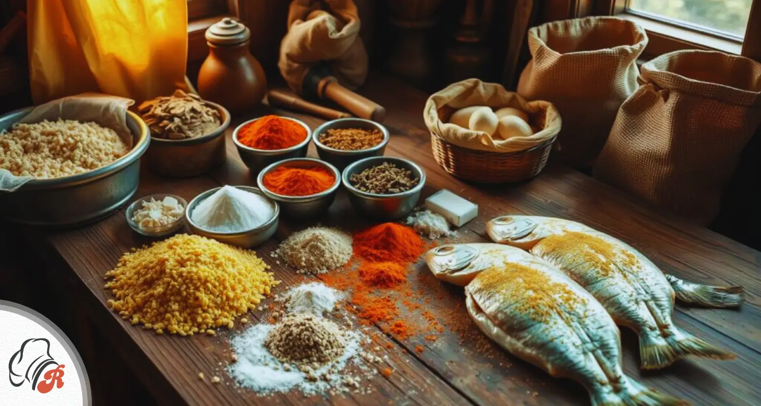 A bowl of homemade Hillbilly Fish Fry Seasonings Recipe with various spices and herbs.