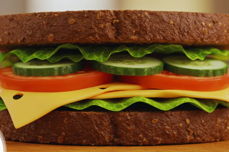 Classic Recipe with Rye Bread Sandwich: with Veggies and Cheese