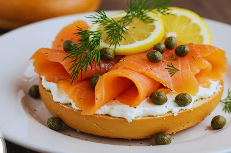Smoked Salmon Bagels with Cream Cheese and Dill