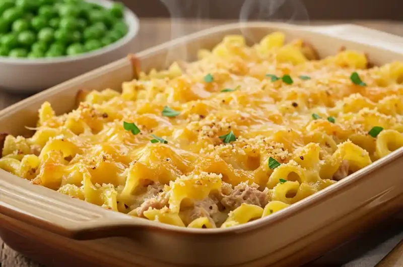 Cheesy Tuna Casserole with Egg Noodles