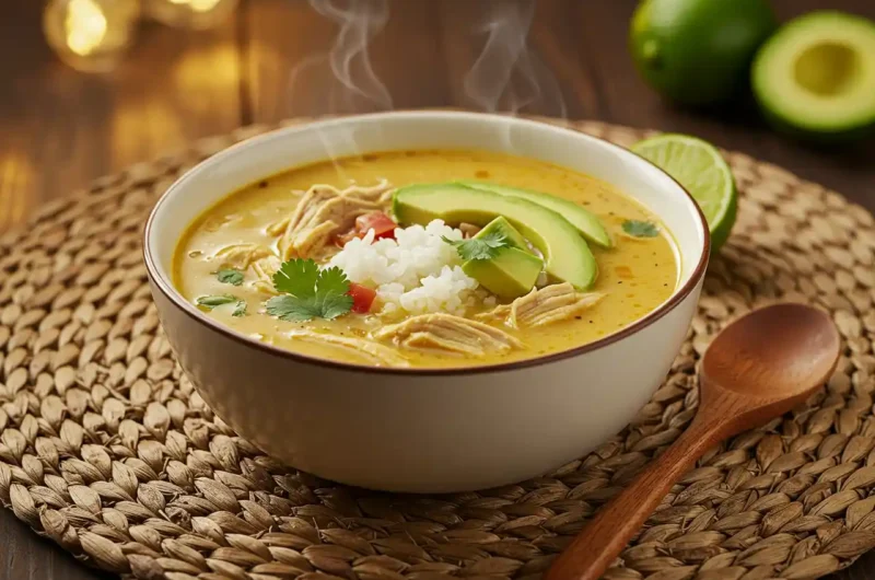 Mexican Chicken Soup with Rice and Avocado