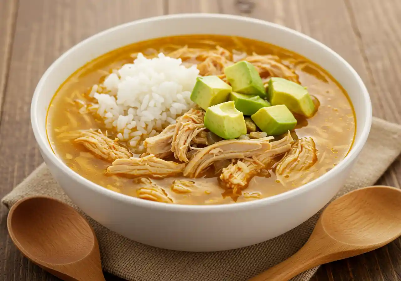 Mexican Chicken Soup with Rice and Avocado in 6 Easy Steps