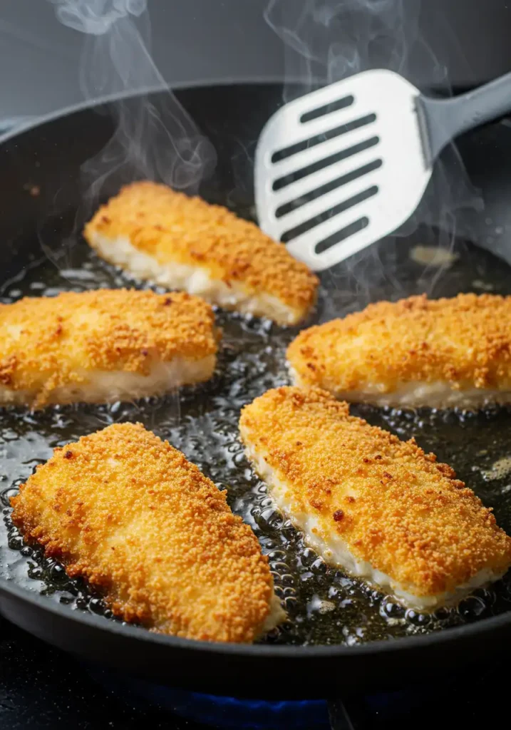 Step-by-step guide for preparing a simple fried rockfish recipe with clear instructions for each stage of cooking.