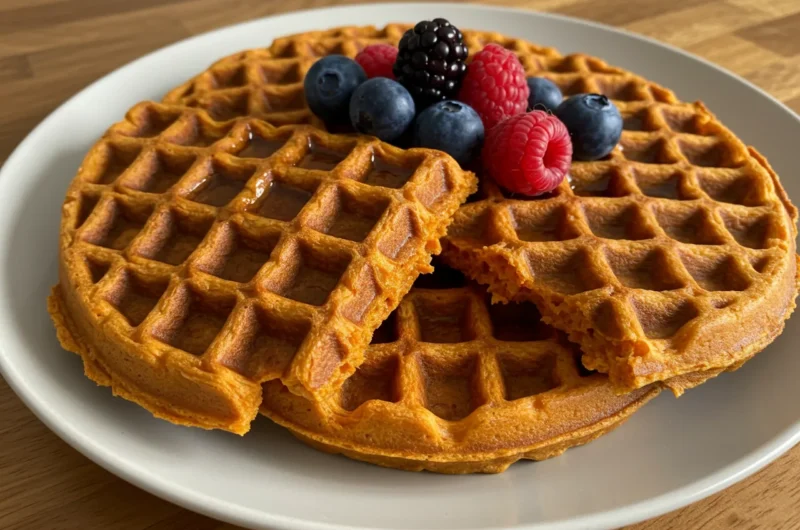 Fluffy Sweet Potato Protein Waffles (Easy & Healthy)