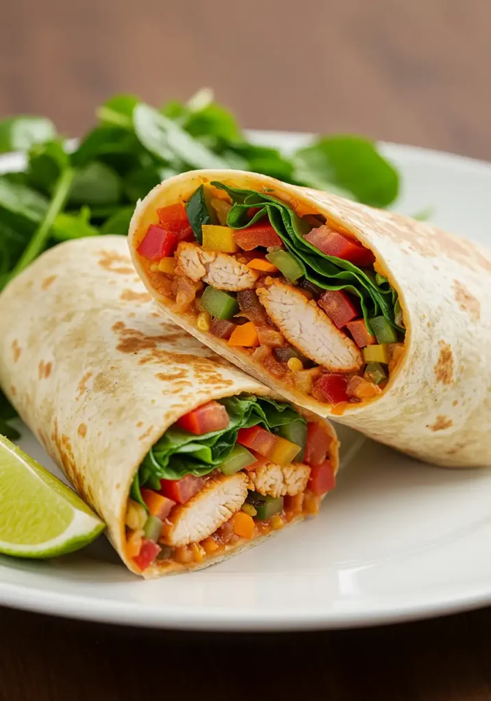 Nutritious fajita wraps filled with lean protein, colorful veggies, and wholesome ingredients.