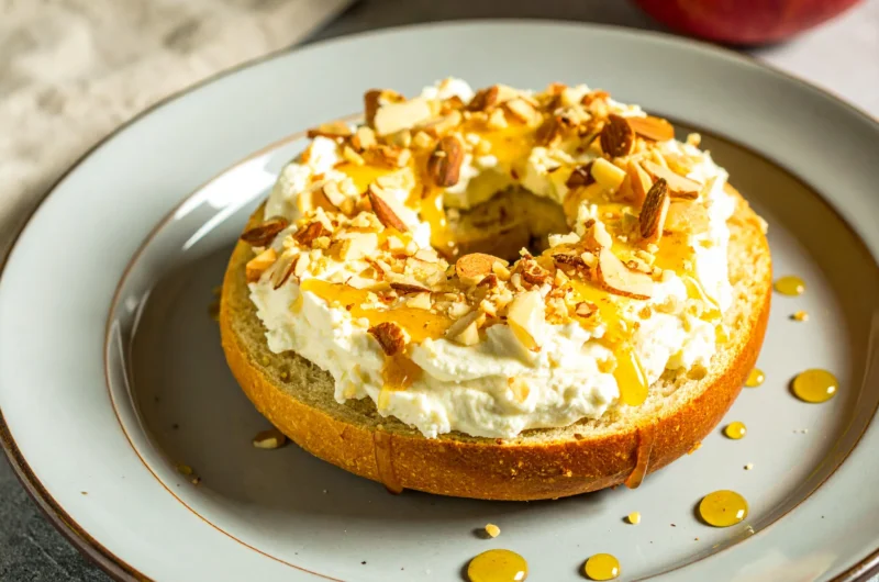 Homemade Honey Almond Cream Cheese Bagel
