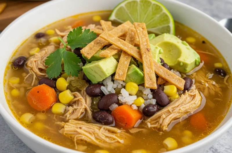 step-by-step instructions showing how to make mexican chicken soup at home using fresh ingredients, simple cooking techniques, and easy steps