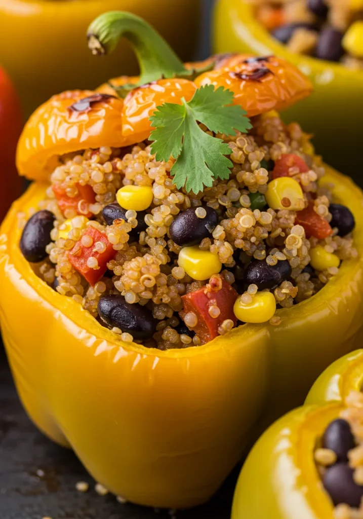 Step-by-step recipe for Aji Amarillo Quinoa Stuffed Peppers.