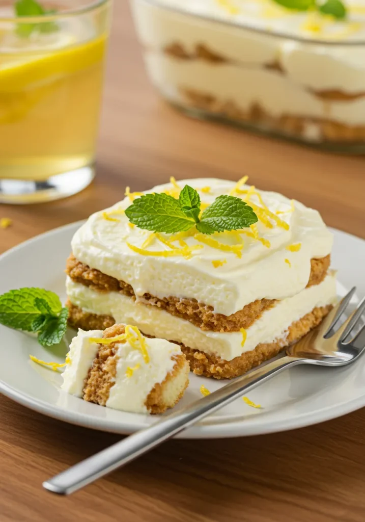 Ideas for how to serve lemon tiramisu without eggs in creative and appealing ways.