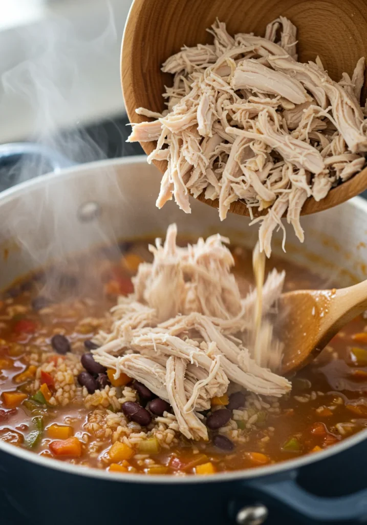 visual guide showing step-by-step cooking process for mexican chicken soup from prepping vegetables to simmering broth and adding toppings