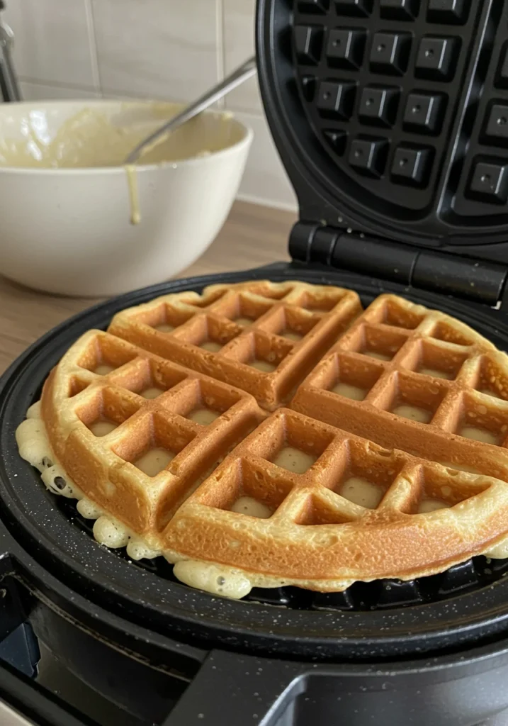 Simple instructions for making sweet potato protein waffles at home.