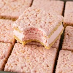 an Eggo ice cream sandwich and a rice krispie ice cream sandwich