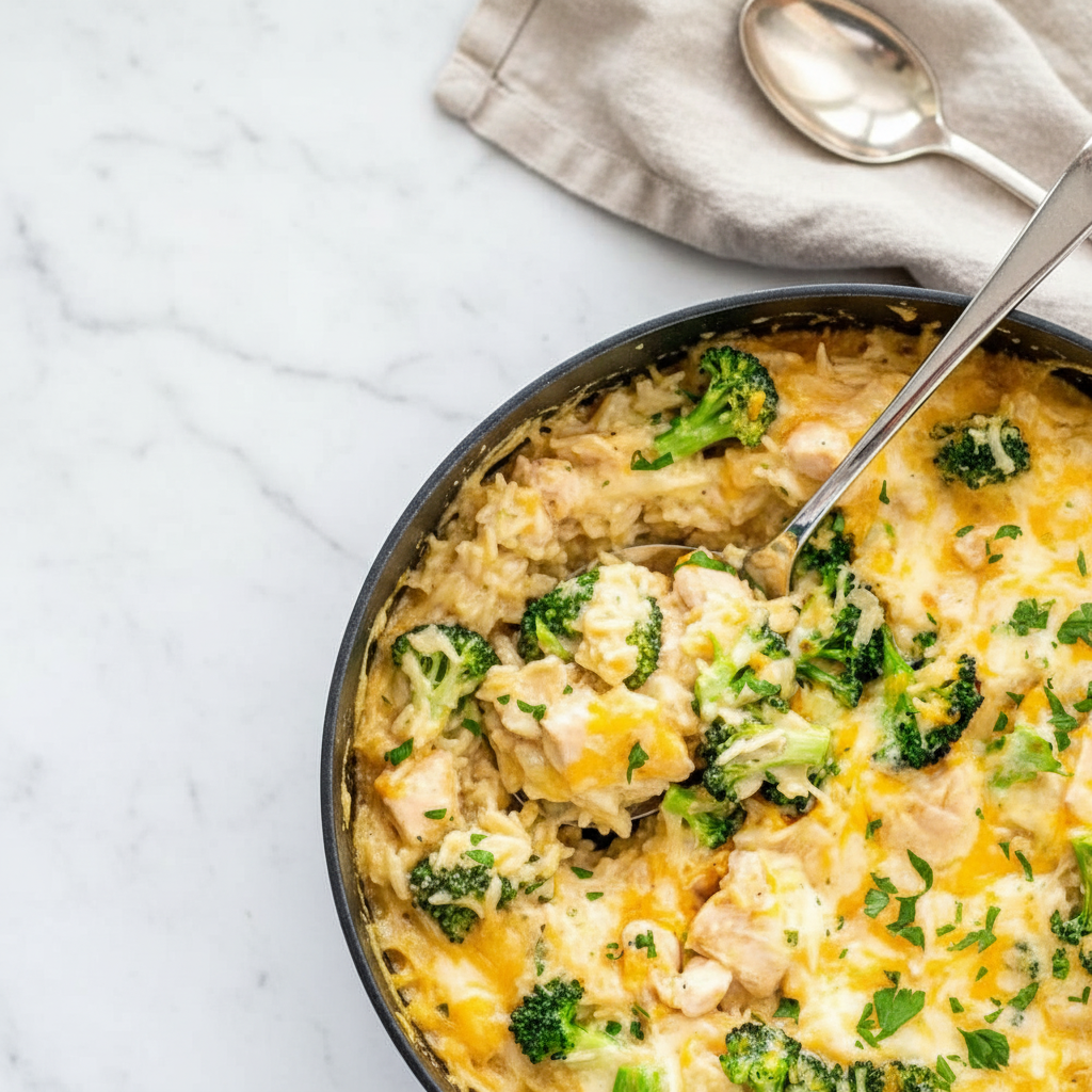 Make a Delicious Creamy Chicken and Broccoli Rice Bake