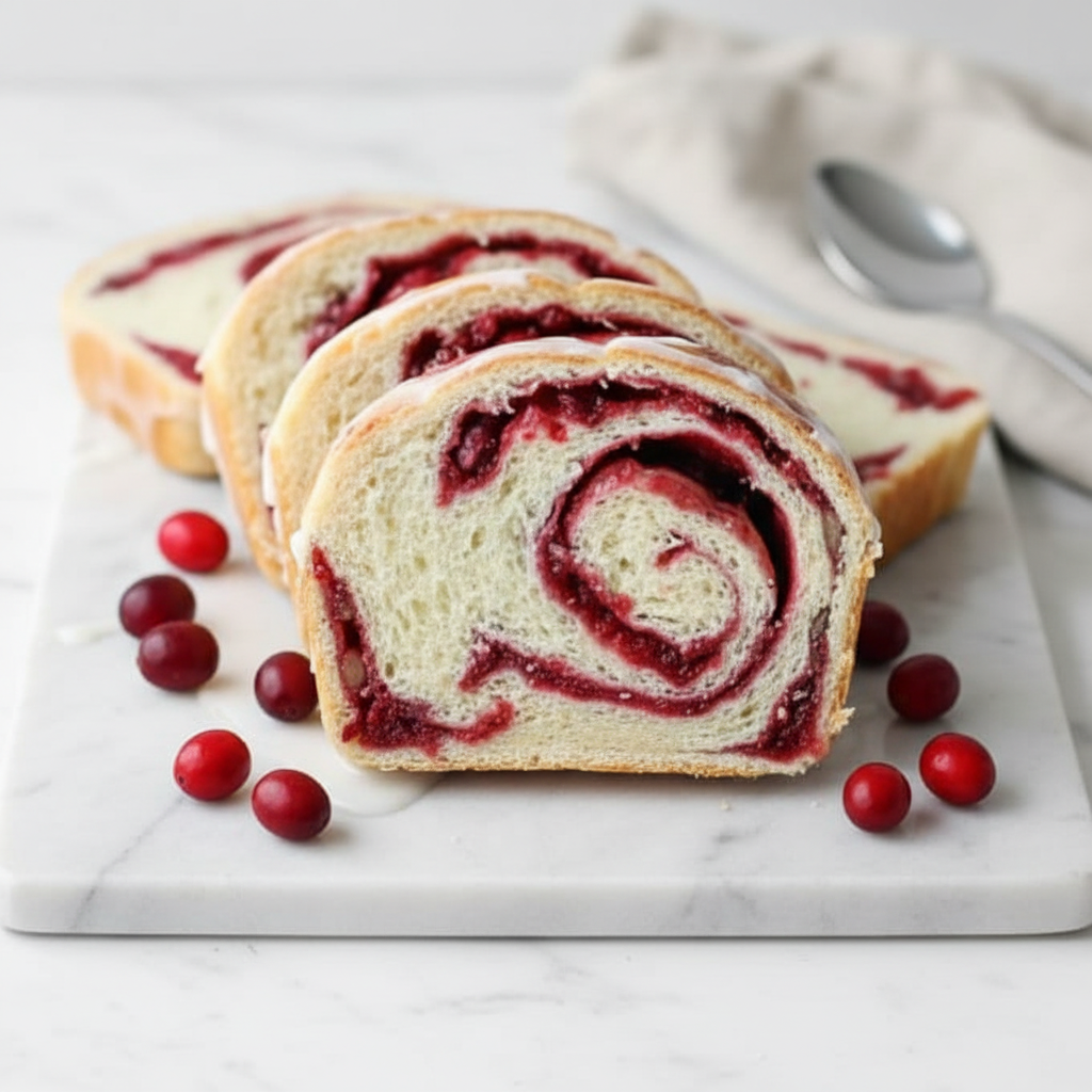 Decadent Cranberry Cream Cheese Swirl Bread