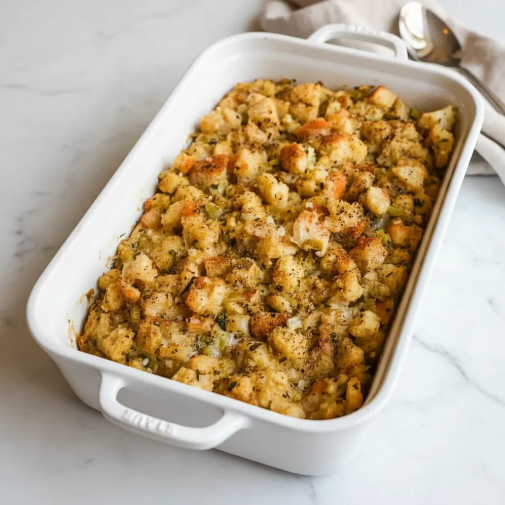 Easy Buttery Herb Stuffing Casserole Recipe