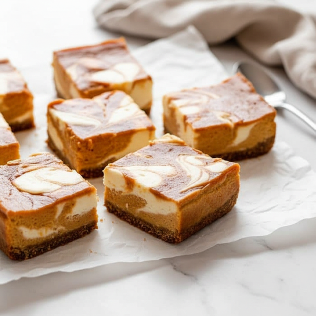 Easy Pumpkin Swirl Cheesecake Bars