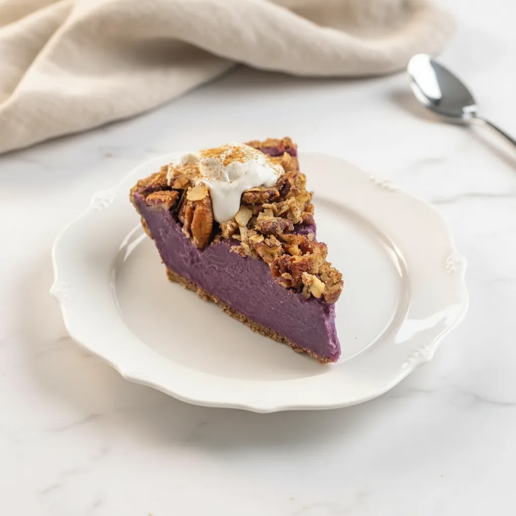 Easy Purple Sweet Potato Pie with Pecan Topping