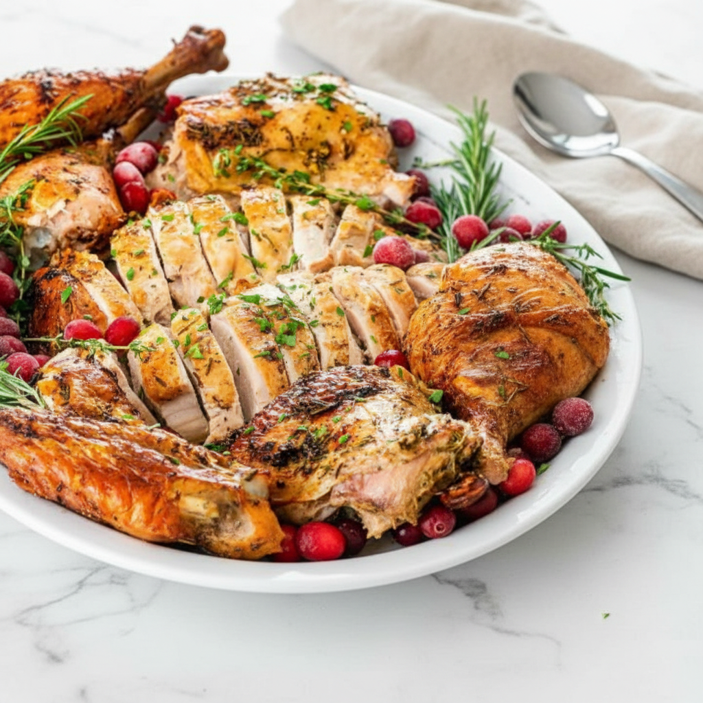 Fast Garlic Herb Spatchcock Turkey