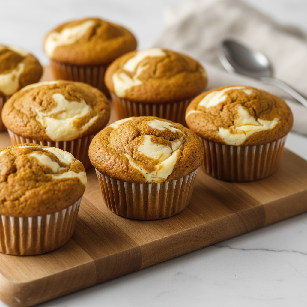 Moist Pumpkin Cheesecake Swirl Muffins
