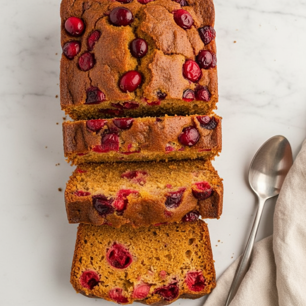 Easy Moist Pumpkin Cranberry Loaf Cake