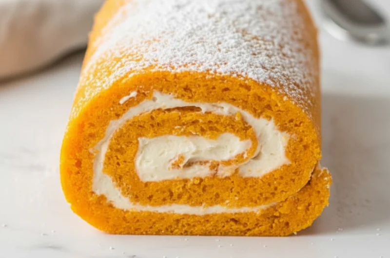 Pumpkin Cheesecake Roll with Tangy Cream Cheese Frosting