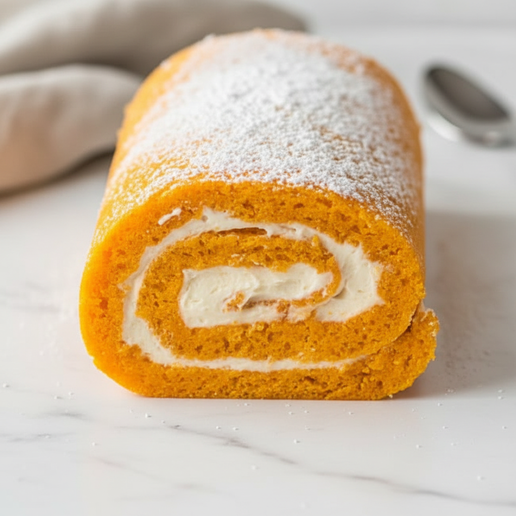 Pumpkin Cheesecake Roll with Tangy Cream Cheese Frosting