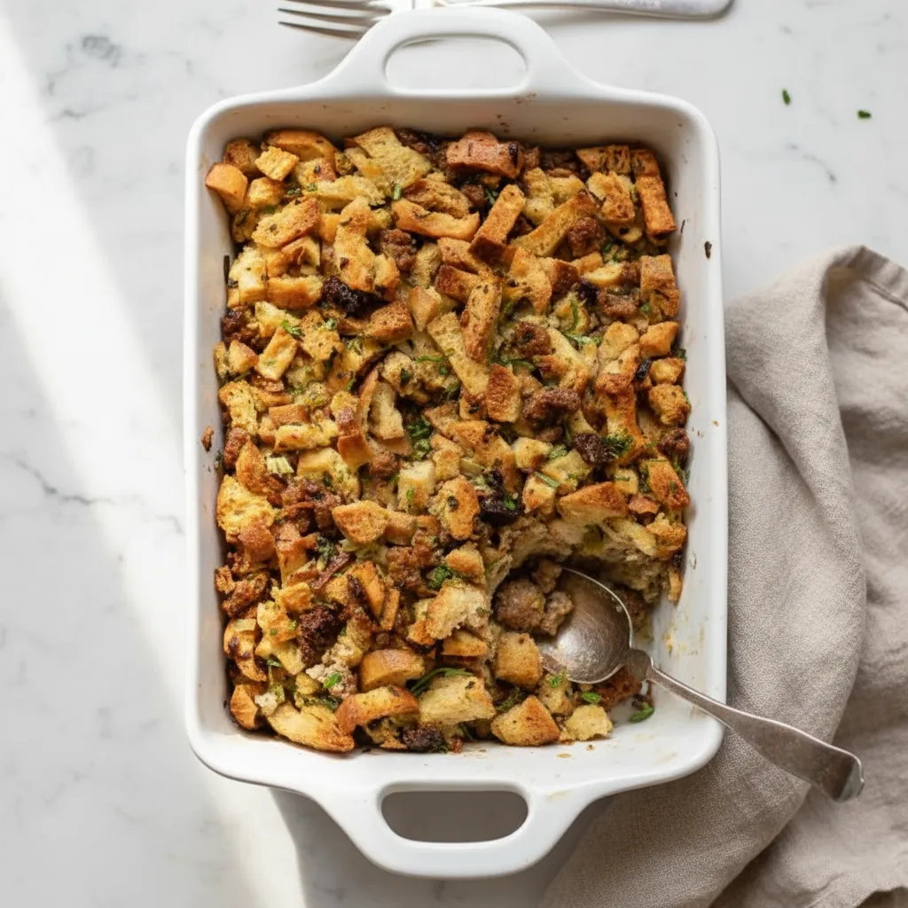 Classic Savory Sausage & Herb Thanksgiving Stuffing Recipe